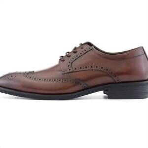 NEW ASHER GREEN men's genuine calf leather wingtip dress shoes in brown